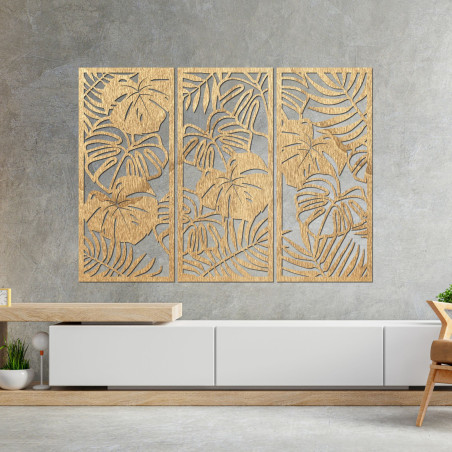 Dreiteiliges Wandbild mit Monstera-Blatt - TROPICI