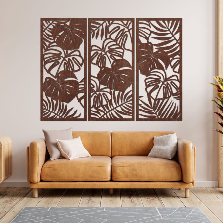 Dreiteiliges Wandbild mit Monstera-Blatt - TROPICI