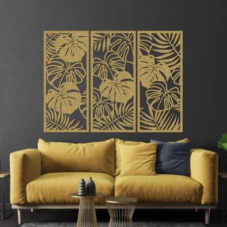 Dreiteiliges Wandbild mit Monstera-Blatt - TROPICI