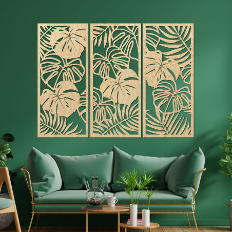 Dreiteiliges Wandbild mit Monstera-Blatt - TROPICI