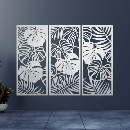 Dreiteiliges Wandbild mit Monstera-Blatt - TROPICI