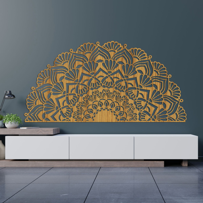 Einzigartiges halbes Holzmandala für die Wand - MENSIS