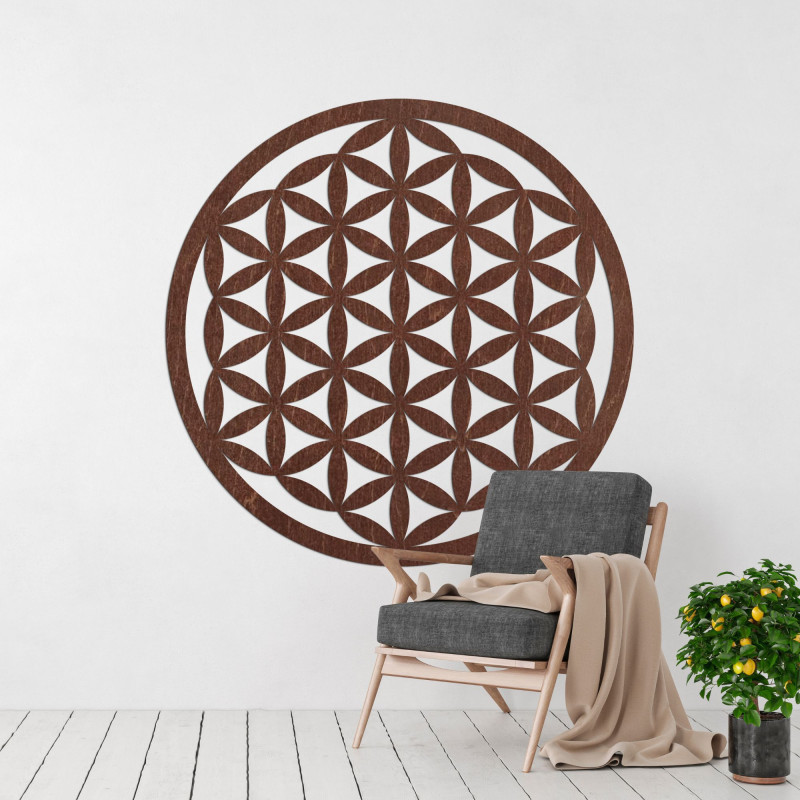 Wanddekoration aus Holz Mandala Blume des Lebens - VITAE