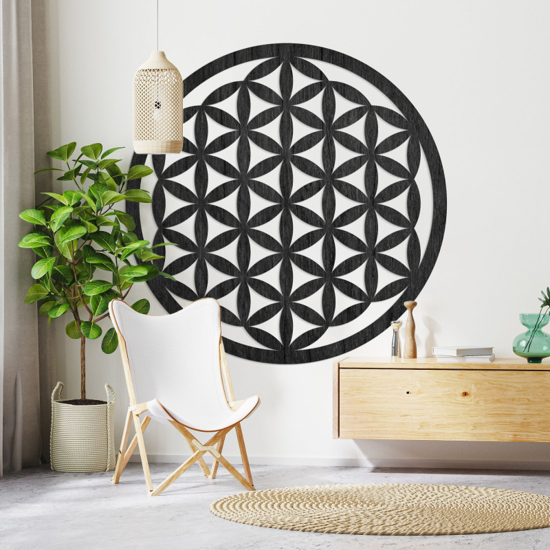 Wanddekoration aus Holz Mandala Blume des Lebens - VITAE