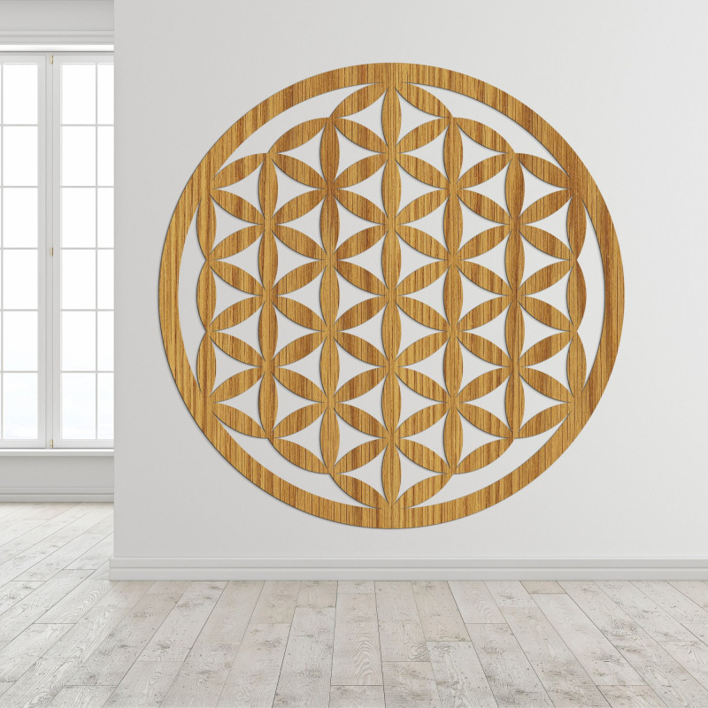Elegantes geschnitztes Holzmandala für die Wand - FLORUM