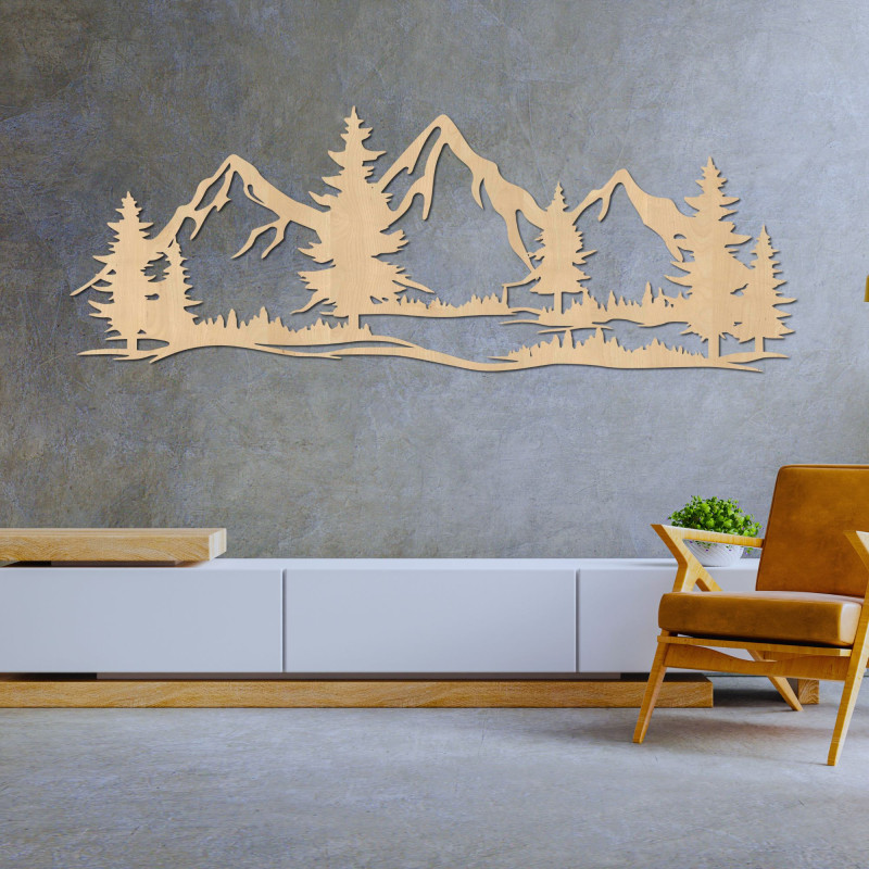 Wanddekoration aus Holz Berge und Wald - ALPIUM