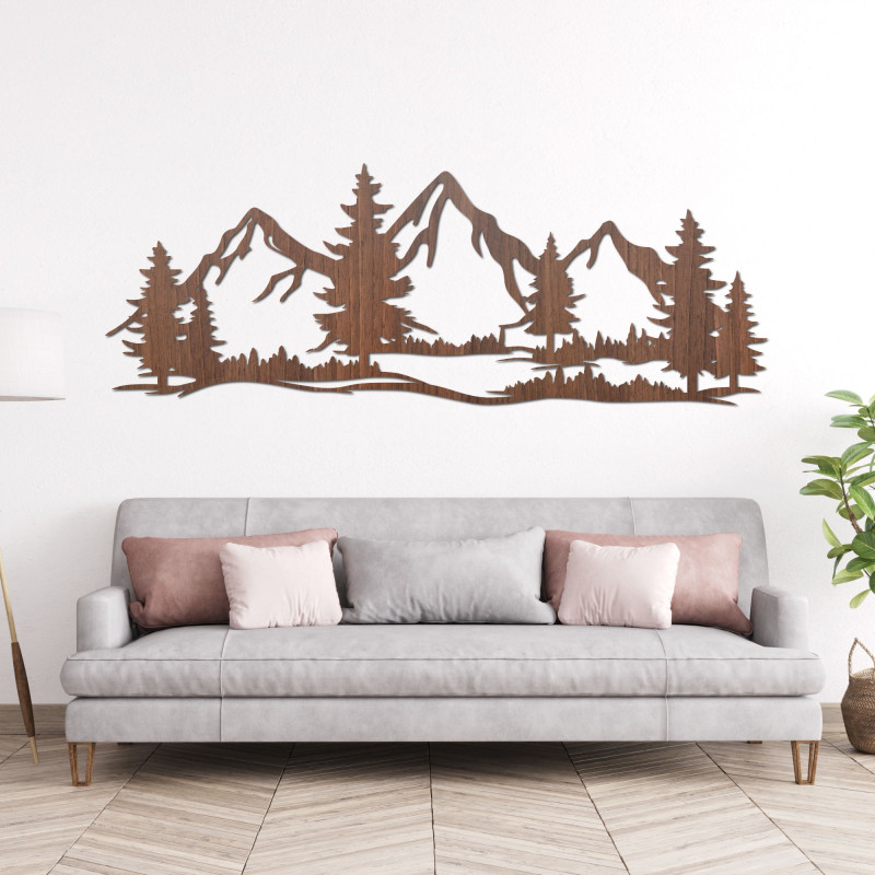 Wanddekoration aus Holz Berge und Wald - ALPIUM