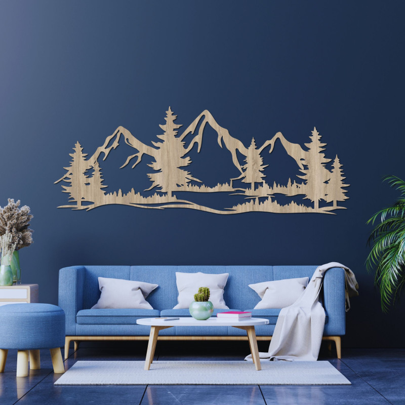 Wanddekoration aus Holz Berge und Wald - ALPIUM