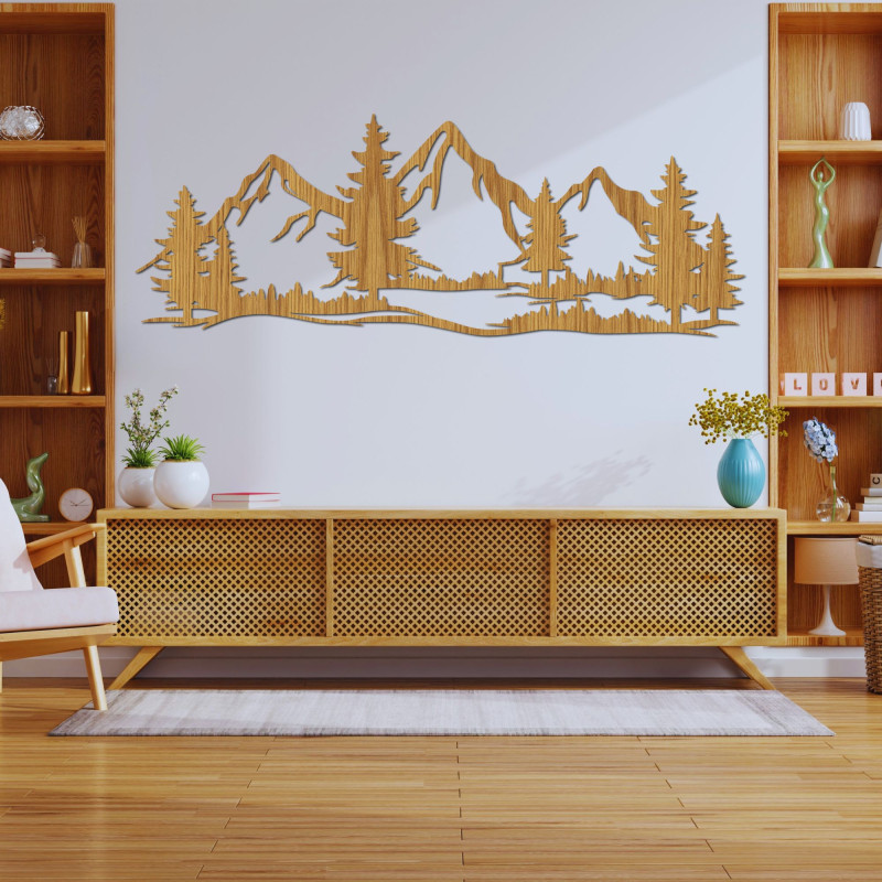 Wanddekoration aus Holz Berge und Wald - ALPIUM