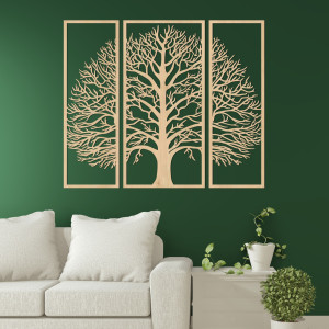 Dreiteilige Wanddekoration aus Holz exklusiver Lebensbaum... 2