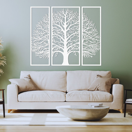 Dreiteilige Wanddekoration aus Holz exklusiver Lebensbaum - DIVISA