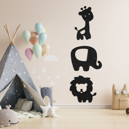Holzdekoration Elefant, Löwe, Giraffe - SAFARI