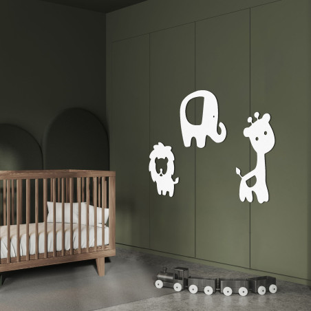 Holzdekoration Elefant, Löwe, Giraffe - SAFARI