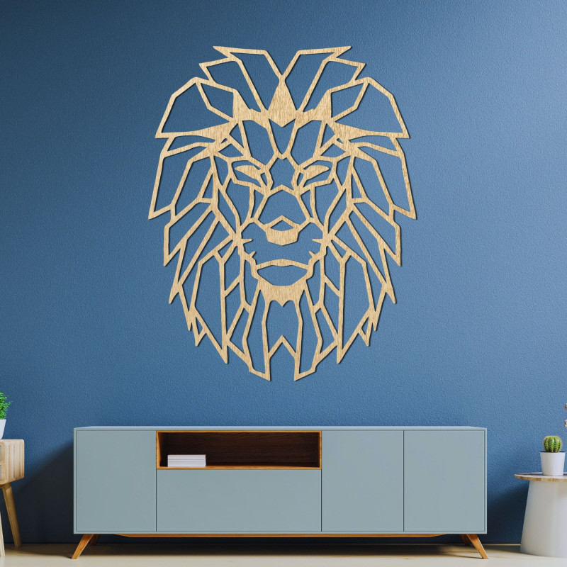 Geometrische Wanddekoration aus Holz Löwensilhouette - LEONIS