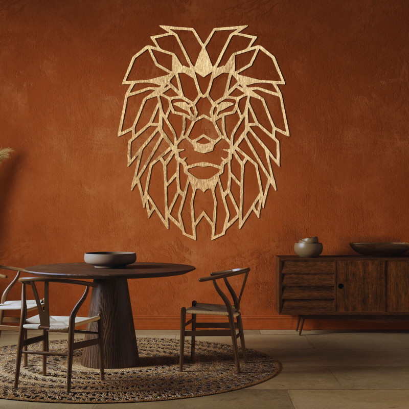 Geometrische Wanddekoration aus Holz Löwensilhouette - LEONIS