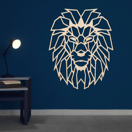 Geometrische Wanddekoration aus Holz Löwensilhouette - LEONIS