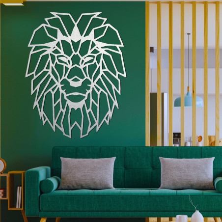 Wanddekoration aus Holz geometrische Silhouette eines Löwen - LEONIS