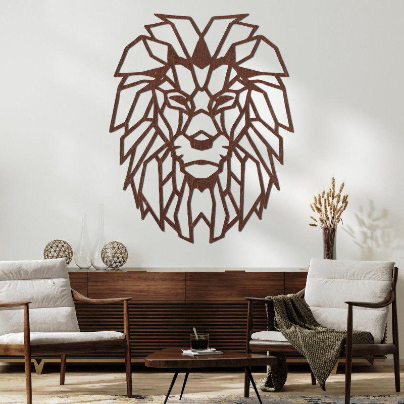 Geometrische Wanddekoration aus Holz Löwensilhouette - LEONIS