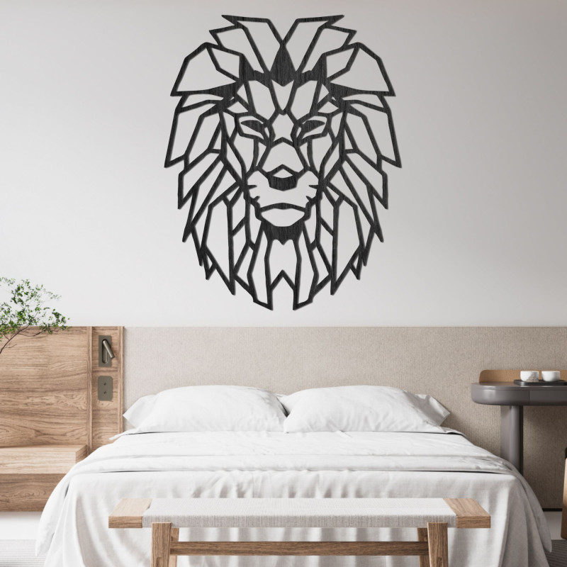 Geometrische Wanddekoration aus Holz Löwensilhouette - LEONIS