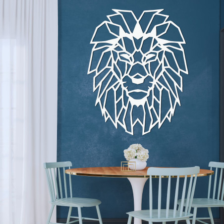 Wanddekoration aus Holz geometrische Silhouette eines Löwen - LEONIS