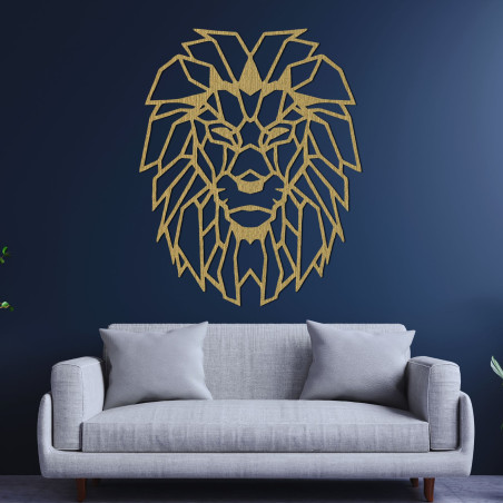 Geometrische Wanddekoration aus Holz Löwensilhouette - LEONIS