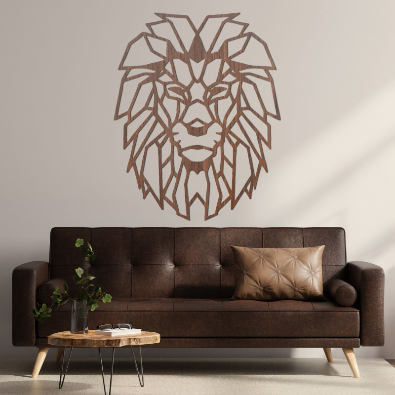 Geometrische Wanddekoration Löwenkopf aus Holz - LEONART