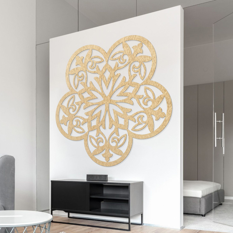 Wanddekoration aus Holz Mandala stille Blume - FLORIVA