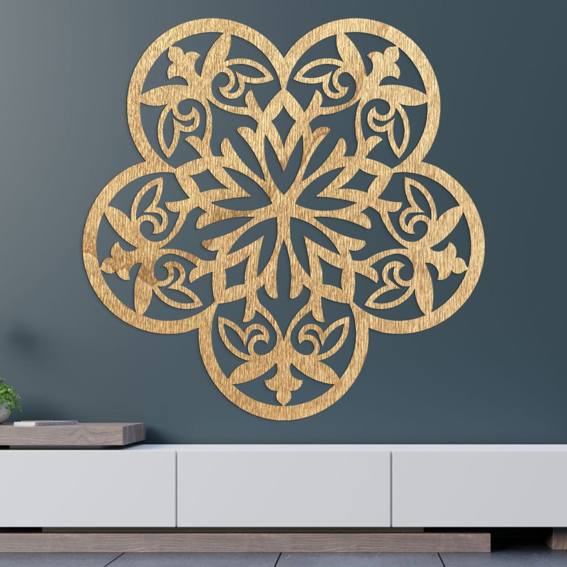 Wanddekoration aus Holz Mandala stille Blume - FLORIVA