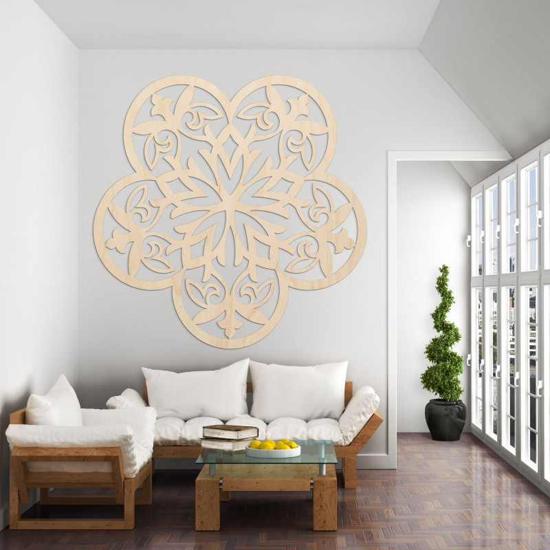 Wanddekoration aus Holz Mandala stille Blume - FLORIVA