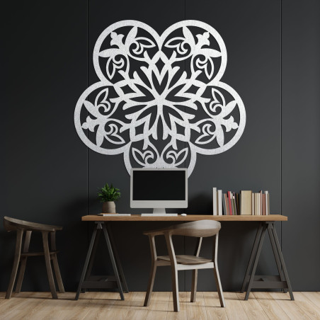 Wanddekoration aus Holz Mandala stille Blume - FLORIVA