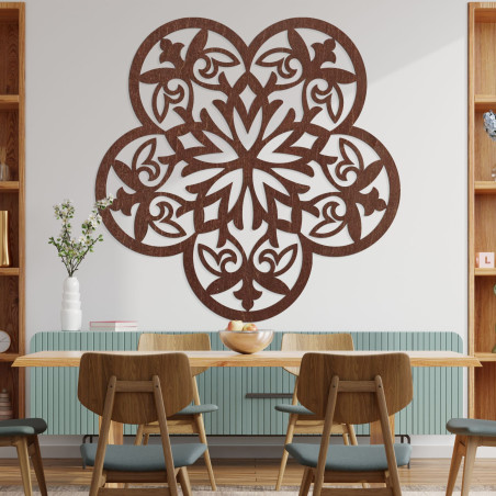 Wanddekoration aus Holz Mandala stille Blume - FLORIVA