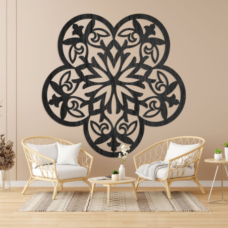 Wanddekoration aus Holz Mandala stille Blume - FLORIVA