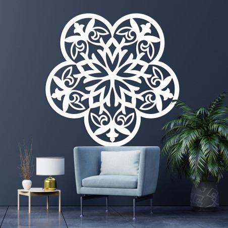 Wanddekoration aus Holz Mandala stille Blume - FLORIVA