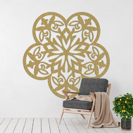 Wanddekoration aus Holz Mandala stille Blume - FLORIVA