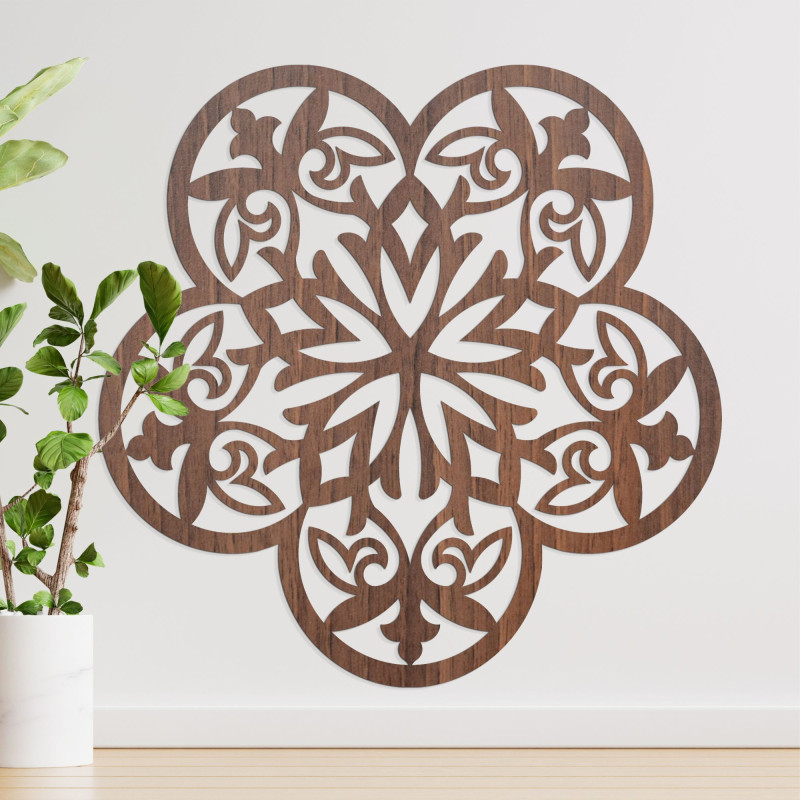 Wanddekoration aus Holz Mandala geheimnisvolle Blume - AURELIA