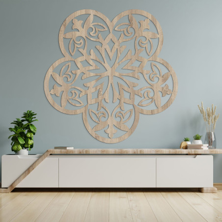 Wanddekoration aus Holz Mandala geheimnisvolle Blume - AURELIA