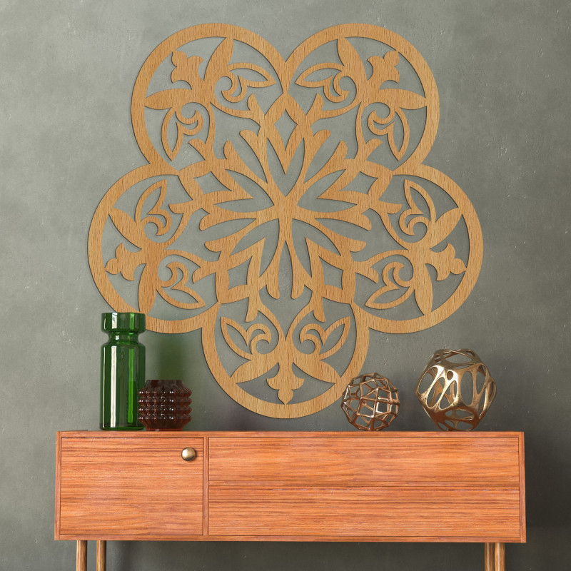 Wanddekoration aus Holz Mandala geheimnisvolle Blume - AURELIA