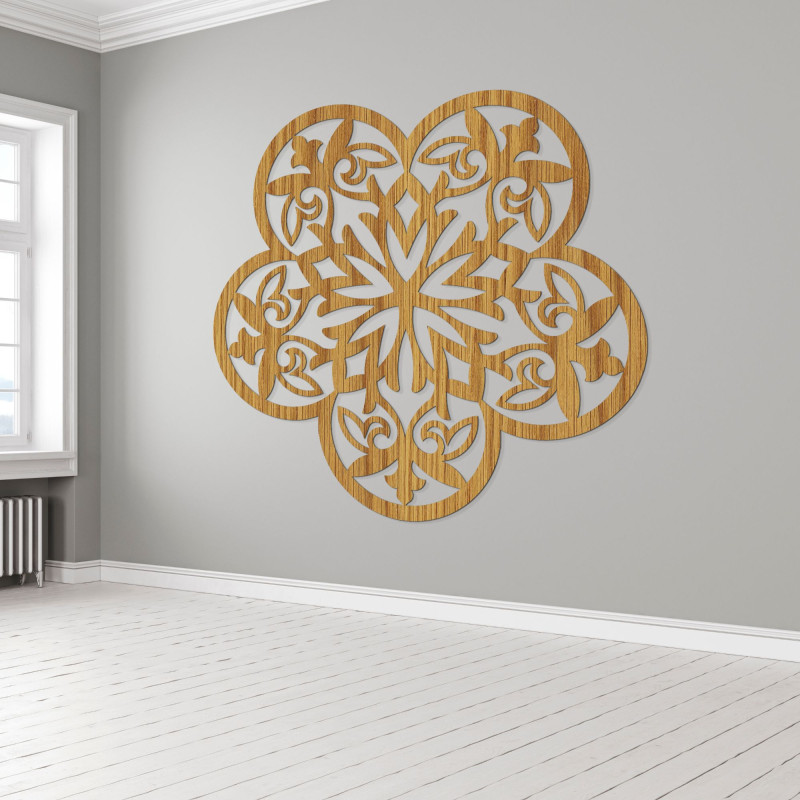 Wanddekoration aus Holz Mandala geheimnisvolle Blume - AURELIA