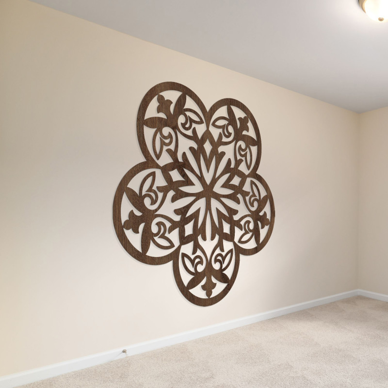 Wanddekoration aus Holz Mandala geheimnisvolle Blume - AURELIA