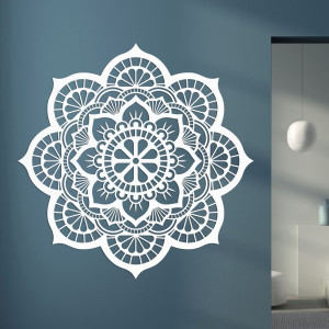 Wanddekoration aus Holz mit Mandala-Symbolik Lotosblüte - MYSTICA