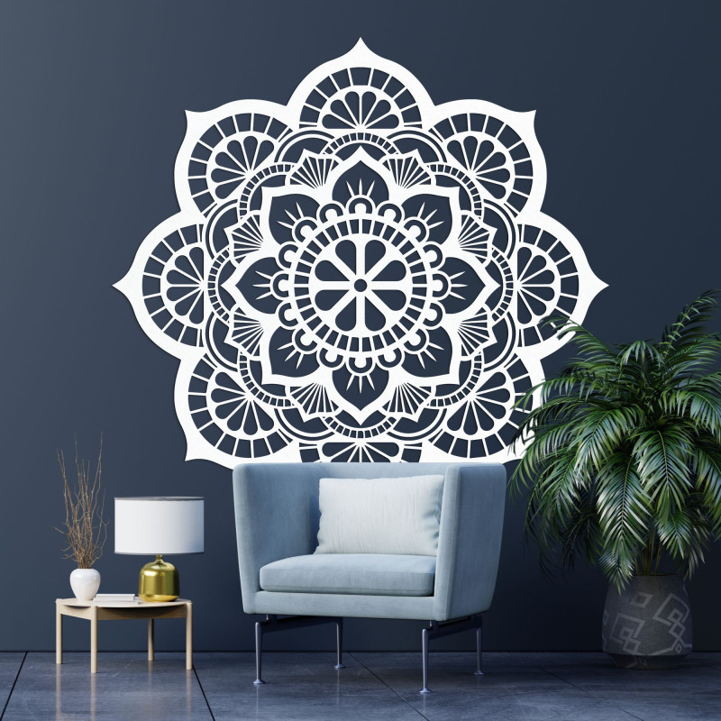 Wanddekoration aus Holz Mandala Lotosblumenmotiv - LOTOIS