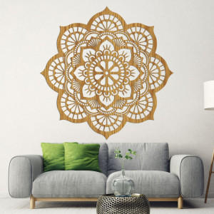 Wanddekoration aus Holz Mandala Lotosblumenmotiv - LOTOIS