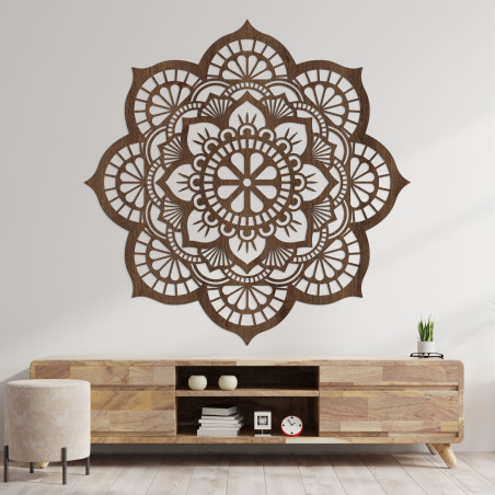 Wanddekoration aus Holz Mandala Lotosblumenmotiv - LOTOIS Wanddekoration aus Holz Mandala Lotosblumenmotiv - LOTOIS