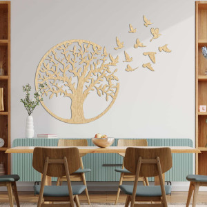 Holzbild von Lebensbaum fliegendem Vogel 2