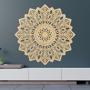 Geschnitzte Wanddekoration aus Holz Mandala Sonne - SOLIS