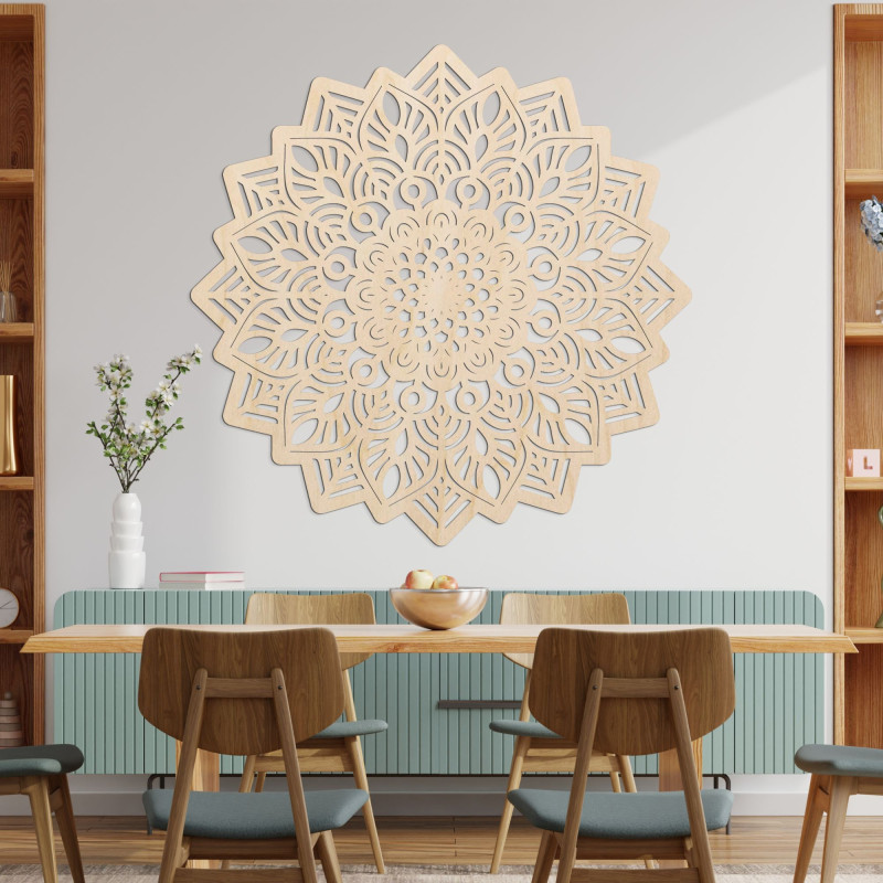 Geschnitzte Wanddekoration aus Holz Mandala Sonne - SOLIS