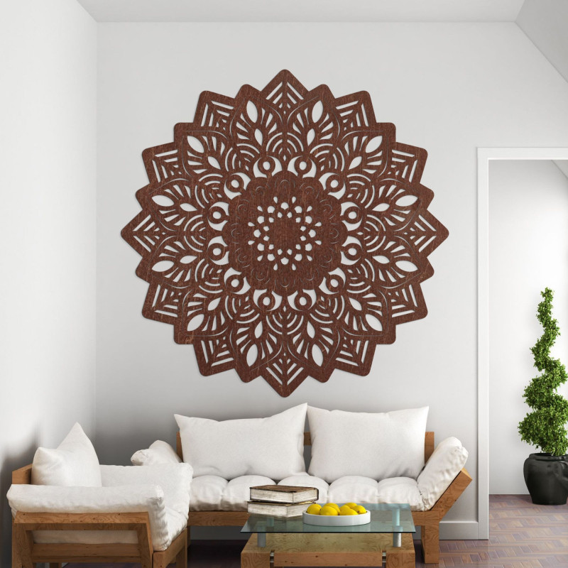 Geschnitzte Wanddekoration aus Holz Mandala Sonne - SOLIS