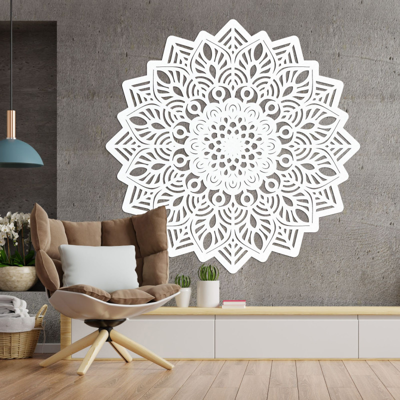 Geschnitzte Wanddekoration aus Holz Mandala Sonne - SOLIS