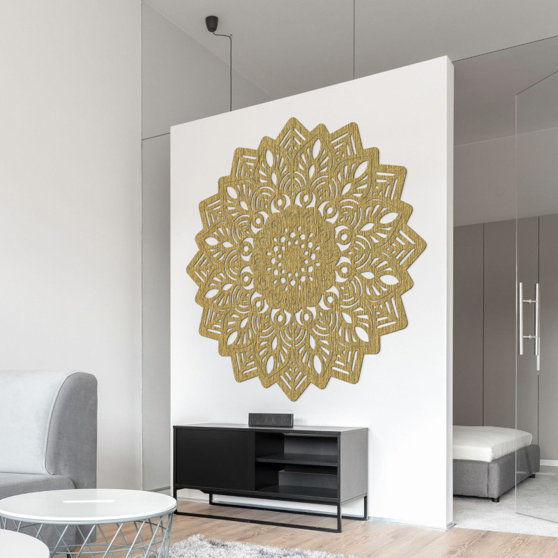 Geschnitzte Wanddekoration aus Holz Mandala Sonne - SOLIS