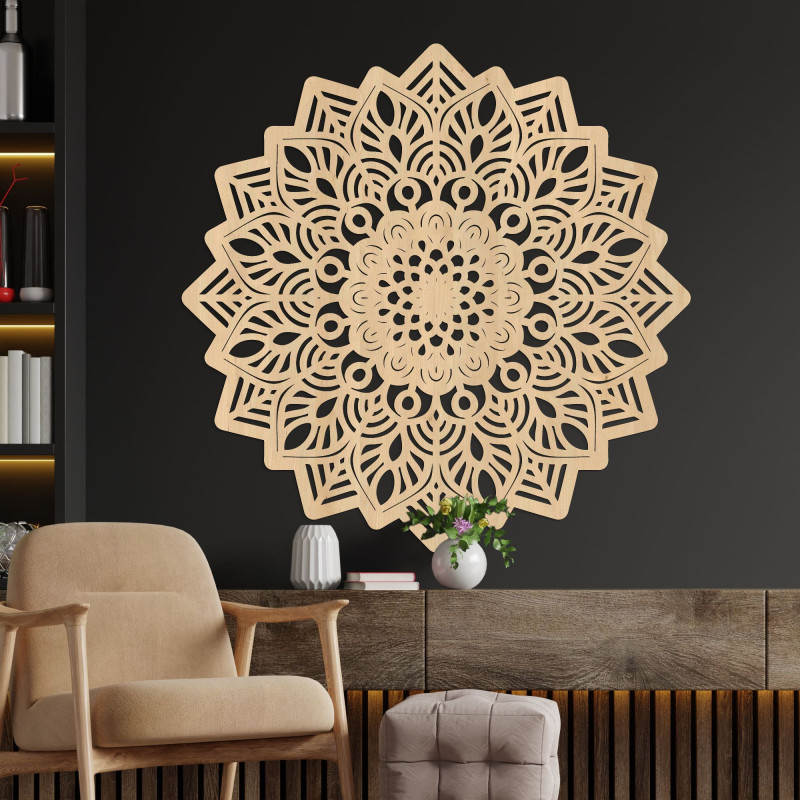 Hölzerne Wanddekoration Mandala in Form der Sonne - IGNEUS